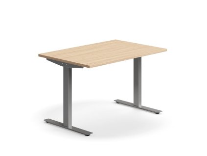 QBUS office desk, straight, 1200x800 mm, T-frame, silver frame, oak