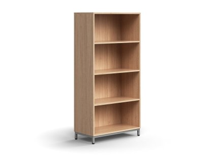 QBUS könyvespolc, 3 polc, lábakon, 1636x800x400 mm, ezüst, tölgy