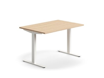 QBUS Büroschreibtisch, gerade, 1200x800 mm, T-Gestell, weißes Gestell, Eiche