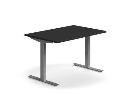 QBUS Büroschreibtisch, gerade, 1200x800 mm, T-Gestell, Gestell silber, schwarz