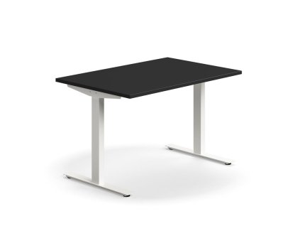 QBUS Büroschreibtisch, gerade, 1200x800 mm, T-Gestell, weißes Gestell, schwarz
