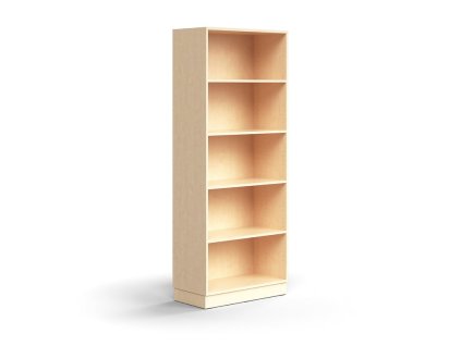 QBUS bookcase, 4 shelves, with plinth, 2020x800x400 mm, birch
