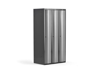 CURVE wardrobe, 3 doors, 3 sections, light grey