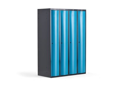 CURVE wardrobe, 4 doors, 4 sections, blue
