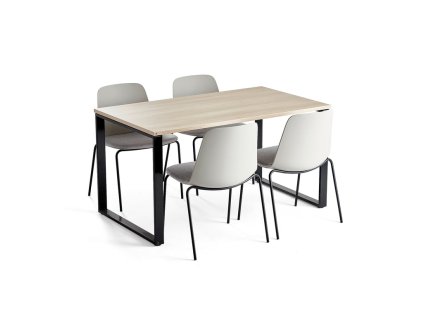 Set: QBUS table + 4 Langford conference chairs, gray
