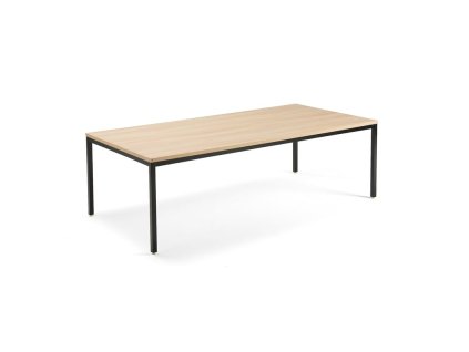 Conference table QBUS, 2400x1200 mm, 4 legs, black / oak
