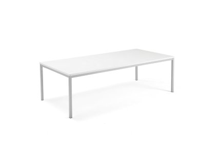 Conference table QBUS, 2400x1200 mm, 4 legs, silver / white