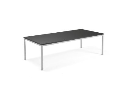 Conference table QBUS, 2400x1200 mm, 4 legs, silver / black