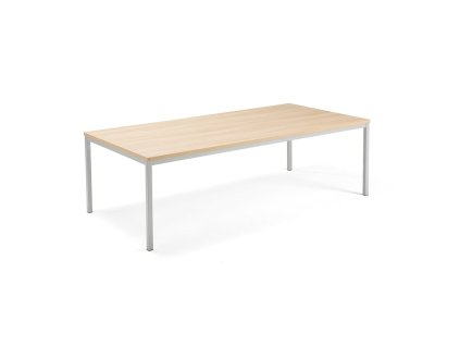 Stół konferencyjny QBUS, 2400x1200 mm, 4 nogi, srebrny/dąb
