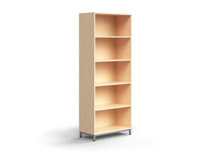QBUS Bücherregal, 4 Regale, auf Beinen, 2020x800x400 mm, Silber, Birke