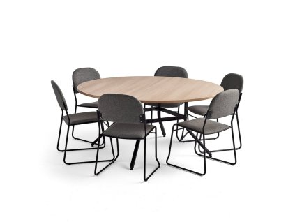 Furniture set: Various table + 6 Dawson chairs, anthracite