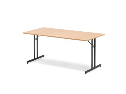 Folding conference table EMILY, 1800x800 mm, beech laminate/black