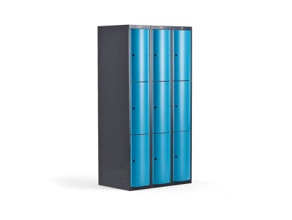 CURVE wardrobe, 9 doors, 3 sections, blue