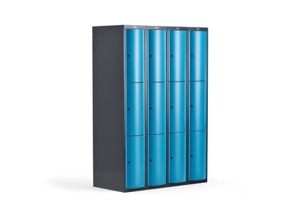 CURVE Kleiderschrank, 12 Türen, 4 Fächer, blau