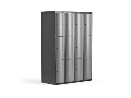 CURVE Kleiderschrank, 12 Türen, 4 Abschnitte, hellgrau