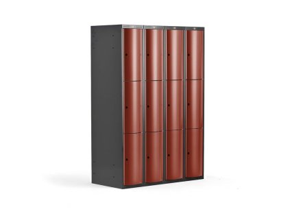 Kleiderschrank CURVE, 12 Türen, 4 Abschnitte, rot