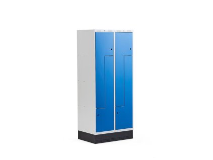 Kleiderschrank CLASSIC, Z-Form, mit Sockel, 2-teilig, 4 Türen, blau