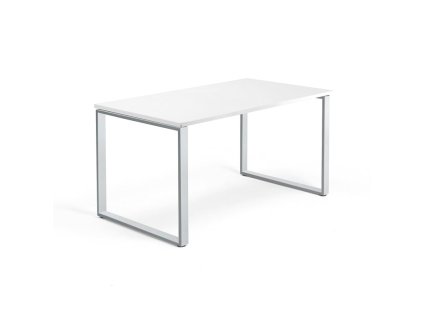 Büroschreibtisch QBUS, O-Gestell, 1400x800 mm, weiß/silber