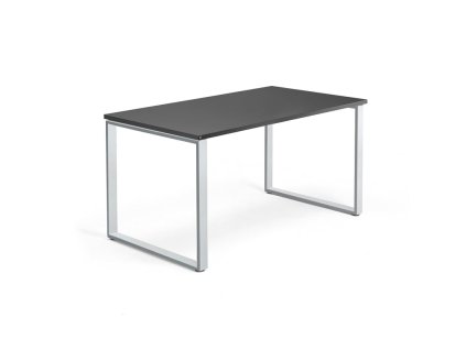 Office desk QBUS, O-frame, 1400x800 mm, black/silver