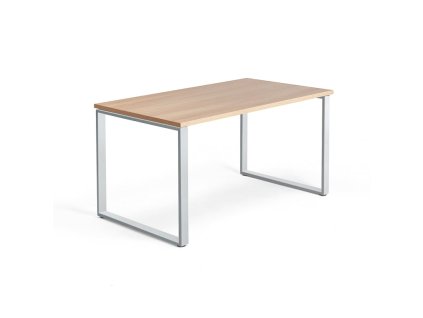 Büroschreibtisch QBUS, O-Gestell, 1400x800 mm, Eiche/Silber