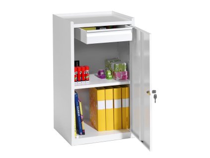 Small metal cabinet SERVE, 1 drawer, 900x500x450 mm, white