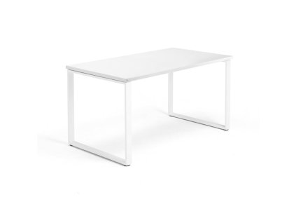 Büroschreibtisch QBUS, O-Gestell, 1400x800 mm, weiß/weiß