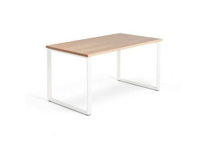 Office desk QBUS, O-frame, 1400x800 mm, oak/white