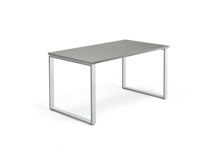 QBUS office desk, O-frame, 1400x800 mm, silver, light gray