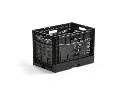 Folding crate RILEY, 600x400x410 mm, black