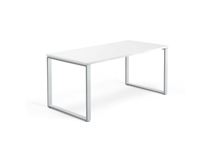 Office desk QBUS, O-frame, 1600x800 mm, white/silver