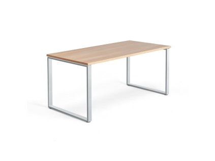 Office desk QBUS, O-frame, 1600x800 mm, oak/silver