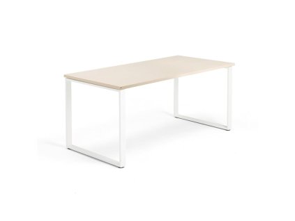 Büroschreibtisch QBUS, O-Gestell, 1600x800 mm, Birke/Weiß