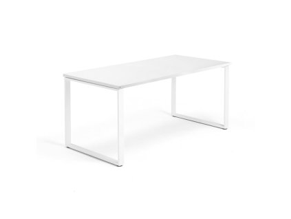 Office desk QBUS, O-frame, 1600x800 mm, white/white