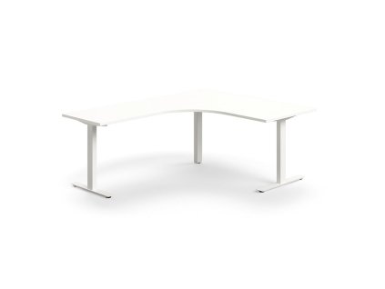 QBUS office desk, corner, 1600x2000 mm, T-frame, white frame, white