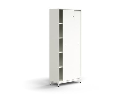 Cabinet with sliding doors QBUS, 4 shelves, on legs, with handle, 2020x800x400 mm, white