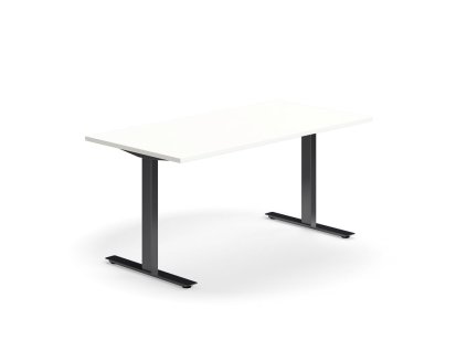 QBUS Büroschreibtisch, gerade, 1600x800 mm, T-Gestell, Gestell schwarz, weiß