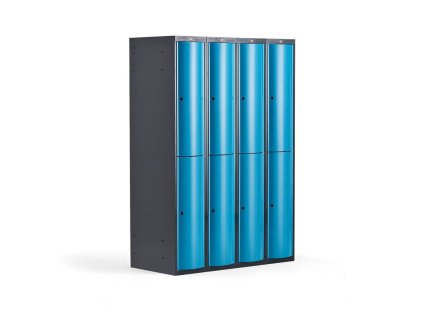 CURVE Kleiderschrank, 8 Türen, 4 Fächer, blau