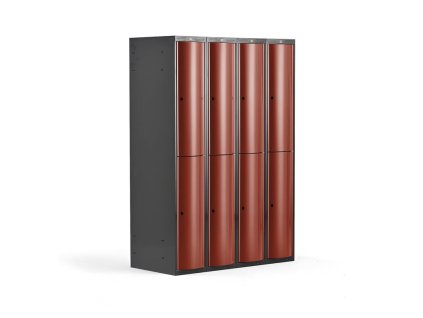 Szekrény CURVE, 8 ajtós, 4 szekciós, piros