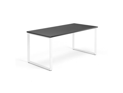 Büroschreibtisch QBUS, O-Gestell, 1600x800 mm, schwarz/weiß