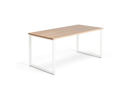 Office desk QBUS, O-frame, 1600x800 mm, oak/white