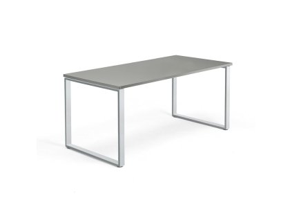 QBUS office desk, O-frame, 1600x800 mm, silver, light gray