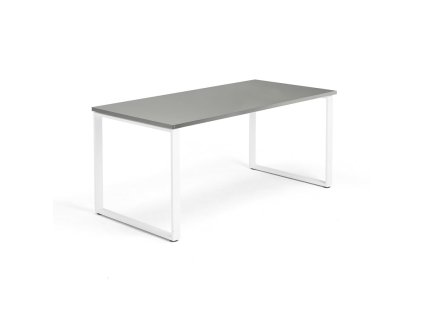 QBUS Büroschreibtisch, O-Gestell, 1600x800 mm, weiß, hellgrau