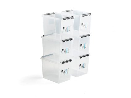 Plastic box with lid LEE, 25 L, 6 pcs, 400x300x320 mm, transparent