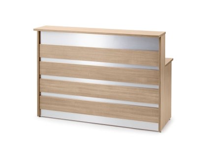 Straight reception desk with table INVITE, 1600x800x1150 mm, oak