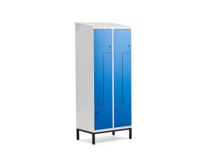 Kleiderschrank CLASSIC, Z-Form, auf Beinen, 2 Abschnitte, 4 Türen, blau