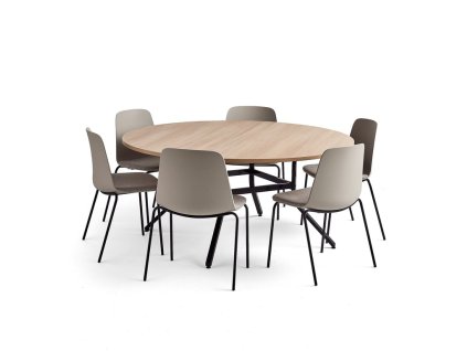 Furniture set: Various table + 6 Langford chairs, gray