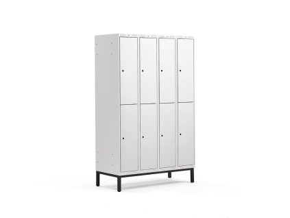 Szekrény CLASSIC, lábakon, 4 szekciós, 8 ajtós, szürke