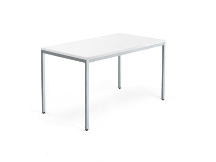 Büroschreibtisch QBUS, 1400x800 mm, weiß/silber