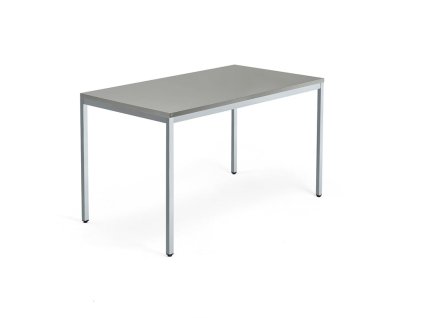 QBUS Büroschreibtisch, klassisches Gestell, 1400x800 mm, Silber, Hellgrau