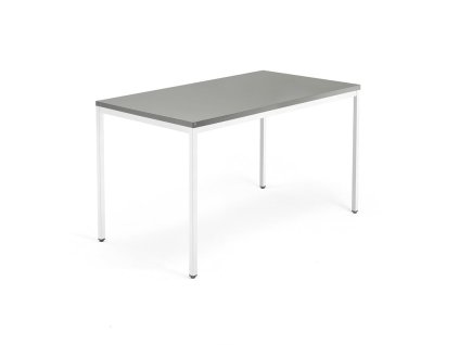 QBUS-Büroschreibtisch, klassisches Gestell, 1400 x 800 mm, weiß, hellgrau